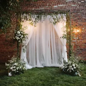 1/2 piece set, 161 * 251cm white pole wearing sheer fabric, with pole holes on the top, suitable for spring themed weddings/Valentine's Day/photography venue decoration/wedding ceremony table and chair backboards and home garden/arch decoration