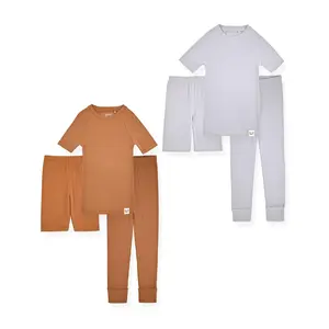 100% Organic Cotton Rib Knit Snug-Fit 6-Piece Pajama Sets for Boys & Girls.