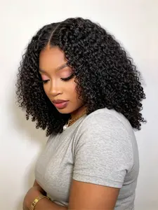 12 Inch 180% Density 13x4x1 Lace Front Kinky Curly Human Hair Wig, Glueless Wig for Daily & Party, Natural Look, Easy Maintenance