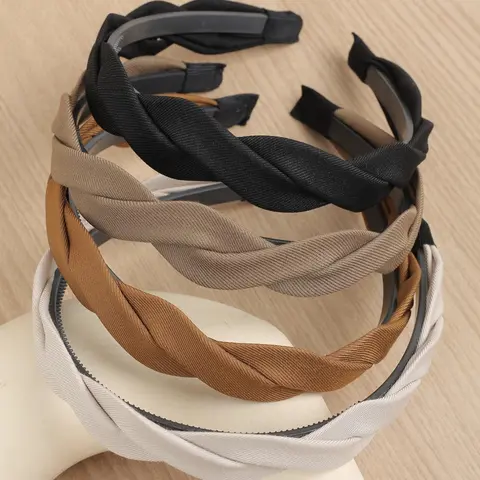 Solid Color Braided Design Headband Set, Mix and Match, Versatile Headbands, Hairbands, Hair Accessories for Women & Girls, Minimalist Headwear Suitable for Thick Hair, Knotted Headband, Braided Texture, Plastic Headbands