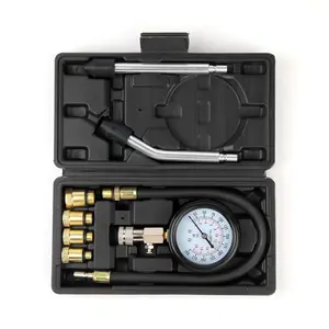 Compression Tester, 8pcs Engine Compression Tester kit Professional Petrol Gas Engine Cylinder Pressure Gauge 0-300 PSI Automotive Tool for Motorcycle Car Truck (Black)