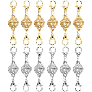 12Pcs Gold & Silver Magnetic Necklace Clasps - Stainless Steel with Charm, Strong Magnet Jewelry Extender for Necklaces