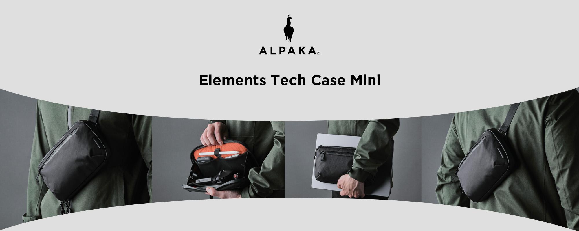 ALPAKA Elements Tech Case Mini - Compact Electronics Organizer, Small Cable Bag for Chargers and Earbuds, Phone Pouch, Travel Accessory Case, Crossbody Sling, Black X-Pac VX42