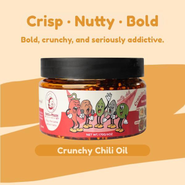 Flavors by Phoebe Crunchy Chili Oil 170g/6oz Crisp Nutty Bold Dip Sauce for Gatherings Parties Everyday Enjoyment Unique Culinary Experience Vegetable Salt