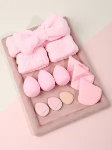 12pcs beauty egg puff headband pink, containing a number of practical items. Comfortable hair band, high elastic beauty egg and soft round puff pad are included. Create delicate makeup to meet the needs of daily makeup and makeup