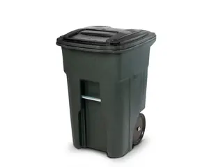 Wheeled Trash Can 48 Gallon, Heavy Duty Plastic Bin with Hinged Lid, For Home, Garage & Yard Waste, Medium Capacity Rolling Garbage Can