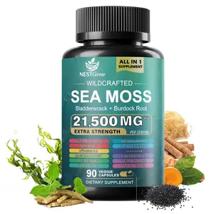 Advanced Sea Moss Complex Dietary Supplement - 7000mg Equivalent, Capsule Form, w/ Black Seed, Ashwagandha, Elderberry - 90 Servings, Immune Boost Support, Prop 65 Safe