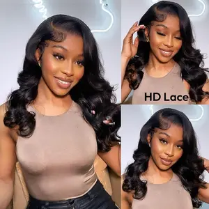 [HD Lace] 300% Density HD 13×6 Lace Frontal Loose Body Wig Natural Black Human Hair Pre Plucked Glueless Wig