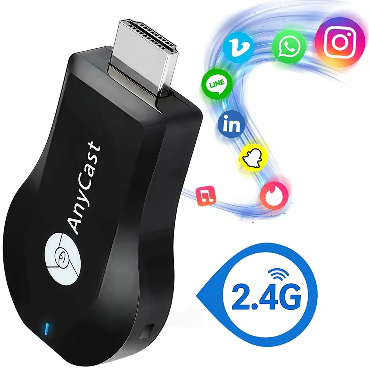 Wireless HDMI Display Adapter, Screen Mirroring Adapter, Stable 2.4G WiFi Connection, Low Lag Smooth Casting, 65FT Long Range Transmission, Supports Miracast Airplay DLNA, Plug and Play, Ideal for Home, Office & Classroom Use.
