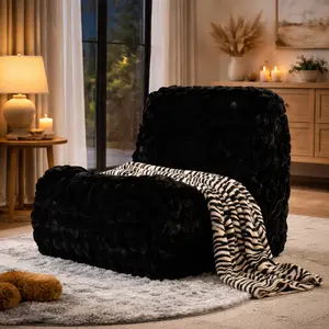CAODOC Oversized Faux Fur Bean Bag Sofa for Living Room & Bedroom, Soft Plush Cozy Texture, No Assembly Required, Space Saving Accent Couch for Adults