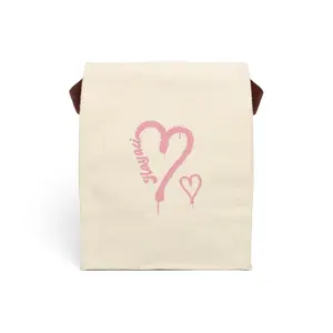 Pink Heart Graffiti Canvas Lunch Bag