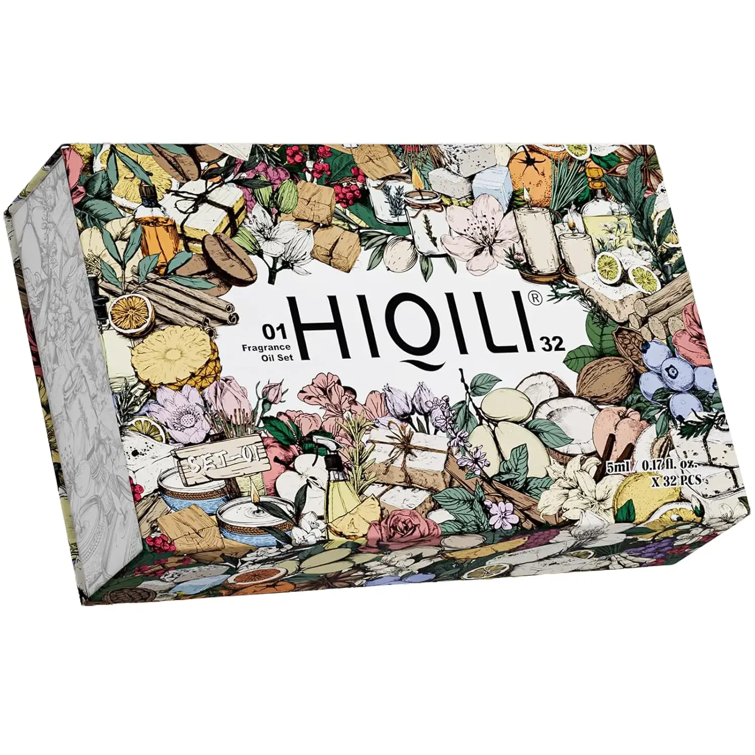 32 Pcs Designer-Inspired Fragrance Oils Set - HIQILI Discovery Collection for Candle, Soap & DIY Perfume Making, Woody & Floral Lavender Scented Aromatic Oil Home Fragrance Gift