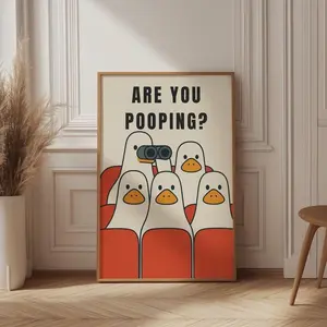 Are You Pooping Poster, Funny Duck Bathroom Art, Minimalist Toilet Print, Printable Funny Wall Decor, Quirky Toilet Sign, Duck Poster