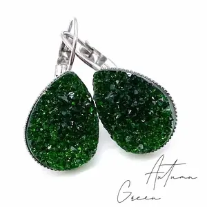 Big As Texas Teardrop Dangle Earrings - Autumn Green