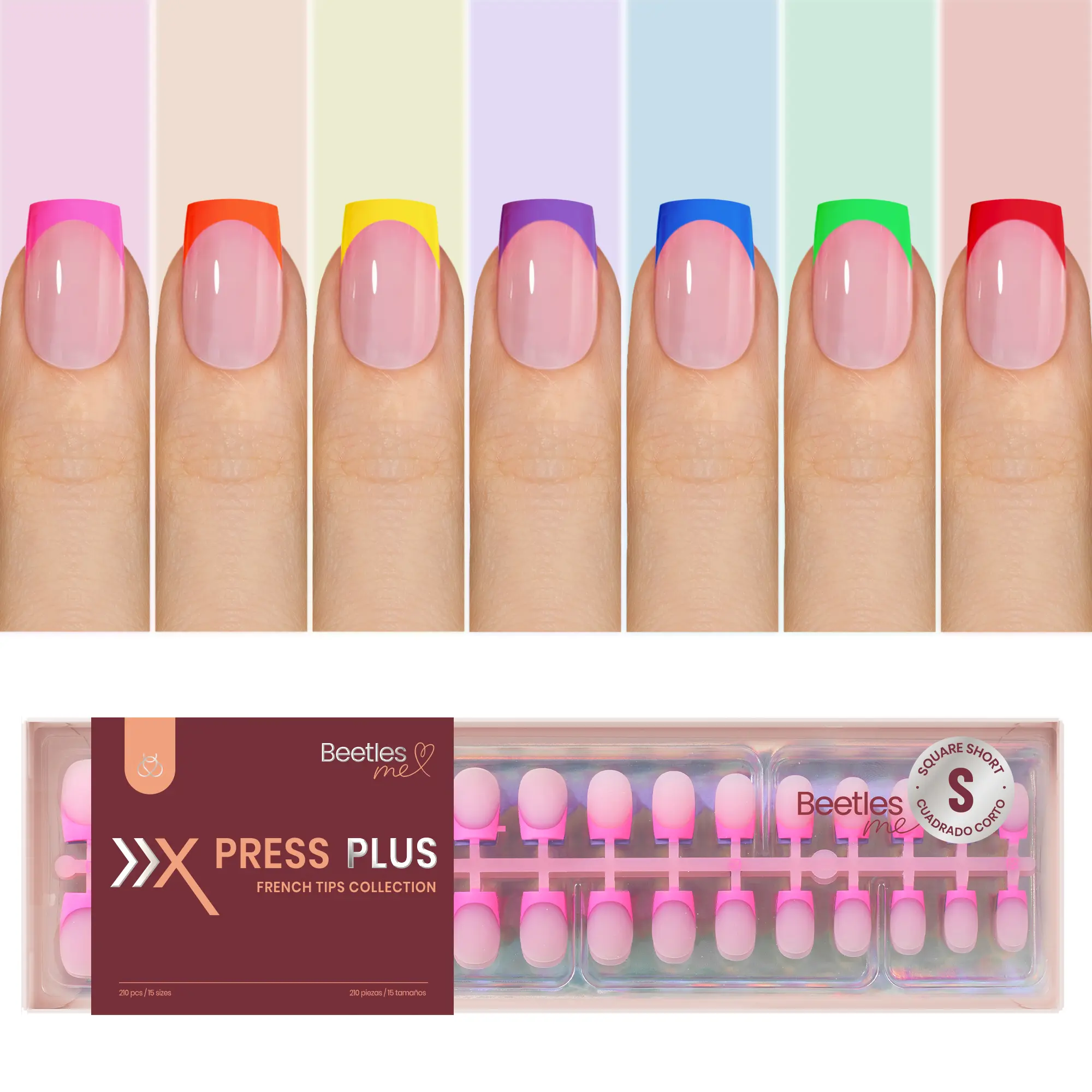 224Pcs 7 Neon Colors Short Square
