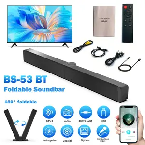 Foldable Sound Bars For TV Speaker, Bluetooth 5.1, Opt, Coaxial, USB, AUX Inputs, Projector TV Sound Bar, PC, Home Theater, 3D Surround Sound System - 26.8 Inch