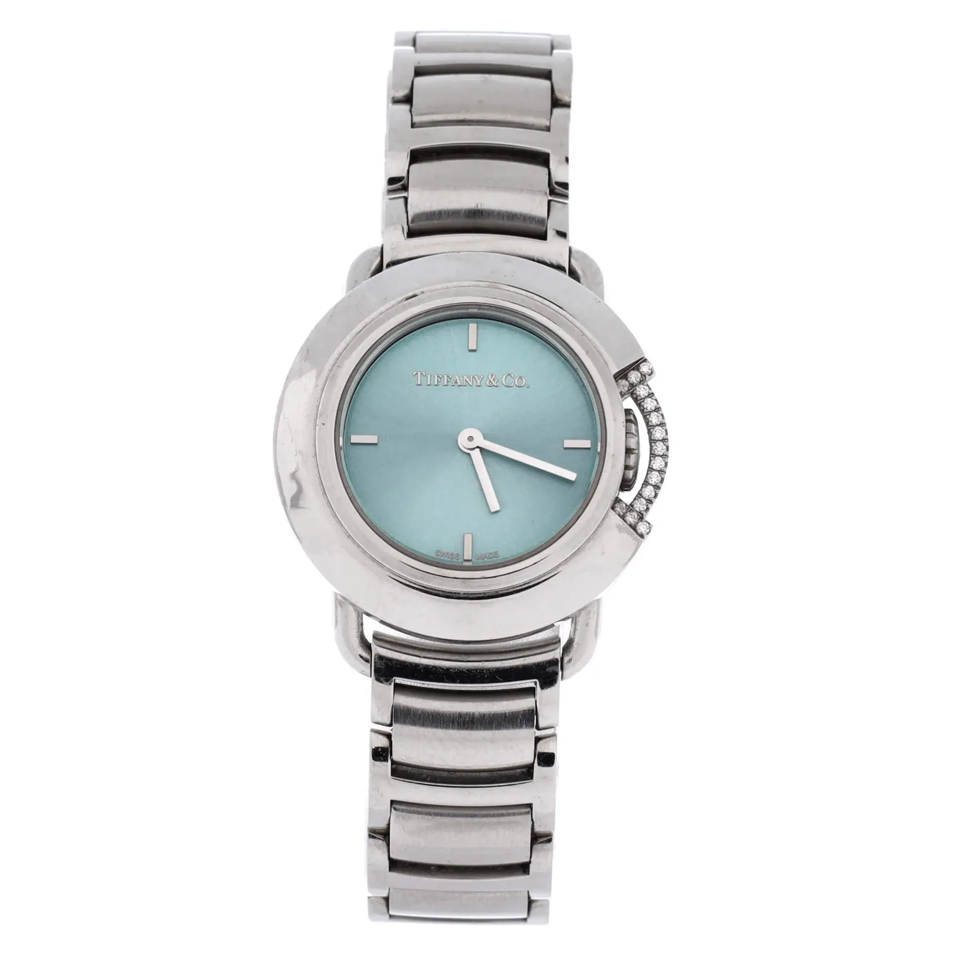 Pre-owned Tiffany & Co. Limited Edition T Smile Quartz Watch Staineless Steel with Diamonds 25 by Rebag