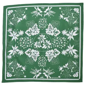 Shade Garden Bandana - Green - Botanical Print - 22" x 22" - Neckerchief - Handkerchief - 100% Cotton - Hand Screen Printed - Designed in Maine