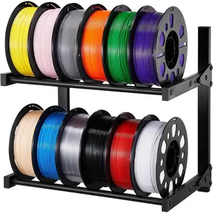 VEVOR Wall Mount Printer Filament Storage Rack, 2-Tier Wall Bracket Storage Shelf, Rolling Filament Spool Holders Racks with Wheels, Filaments Organzied for 3D Printing Studio, Workshop (Shelf Only)
