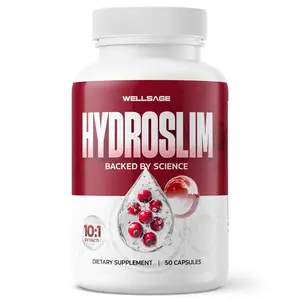 Wellsage HydroSlim Water Pills for Swollen Legs and Feet Edema Relief Fast Acting Diuretic Supplement with Juniper Berry Electrolyte Support Natural Ingredients 50 Capsules