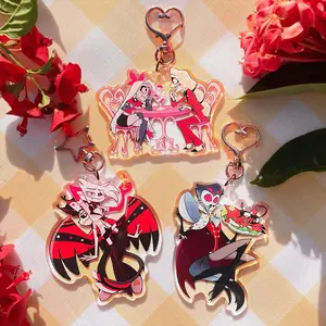 Demonic Duos Acrylic Keychains, Hazbin Hotel Kawaii Charm, Helluva Boss, Blitzo, Chaggie, Huskerdust, Stolitz Keychains, Anime Keychain Accessories