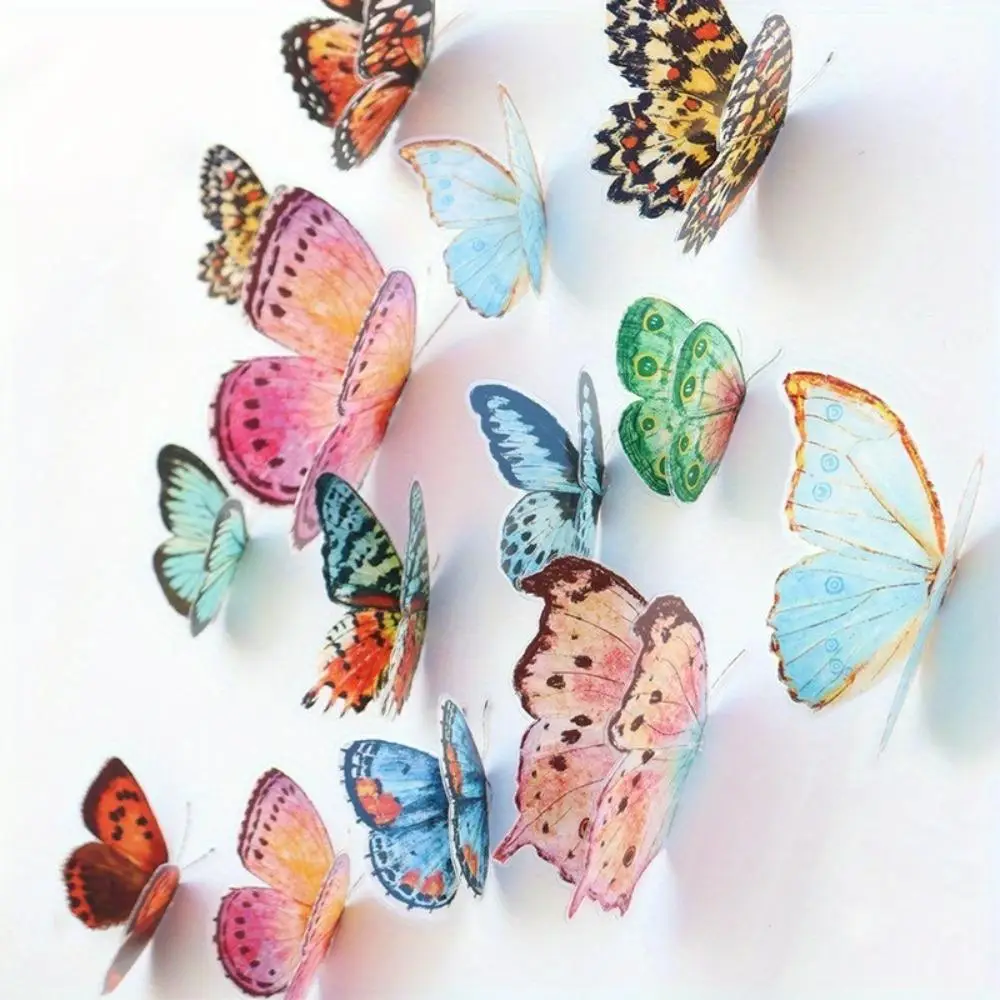Plastic Butterfly Decorations, 36pcs/set 3D Watercolor Butterfly Decoration, Party Decoration Supplies for Wedding, Birthday, Festival