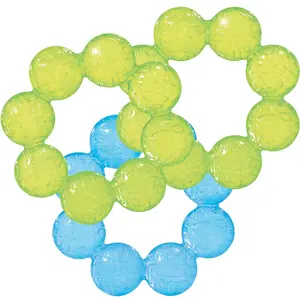 Water Teether for Baby Sensory Exploration Relieves Gum Pain Cooling Massaging 3-Pack Lime Green and Blue