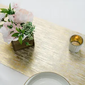 PapaKit Premium Sparkle Metallic Gold Faux Suede Classic Table Runner