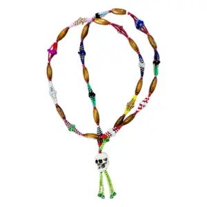 7 color power necklace with skull pendant Santeria collar de muerte