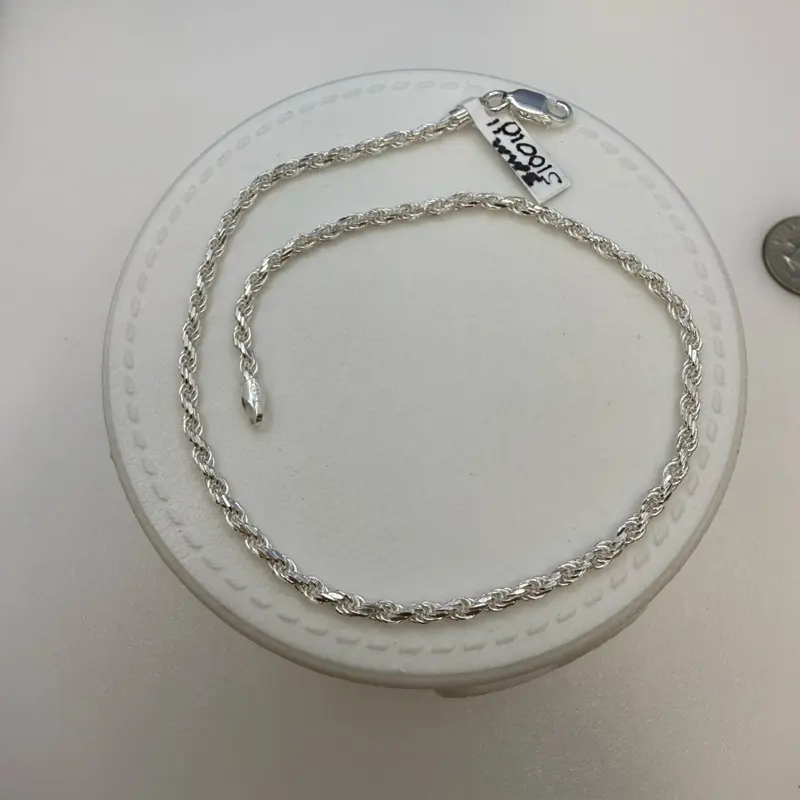 925 sterling silver 3mm 10”rope bracelet high quality solid Italian silver )) pulcera de plata Italiana Alta calidad 3mm solido 10”pulgadas de largo elegant