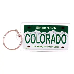 Colorado State License Plate Acrylic Rectangular Souvenir Keychain 2.5 inches X 1.5 inches