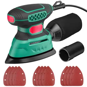 140W Detail Sander, 13000OPM, 1.2A Palm Sander Tool with 12 Sandpapers, with Efficient Dust Collection System, Compact Hand Sander for Woodworking Portable Orbital Polisher Random Orbital Polisher Hardware Rubber Power Tools Metal