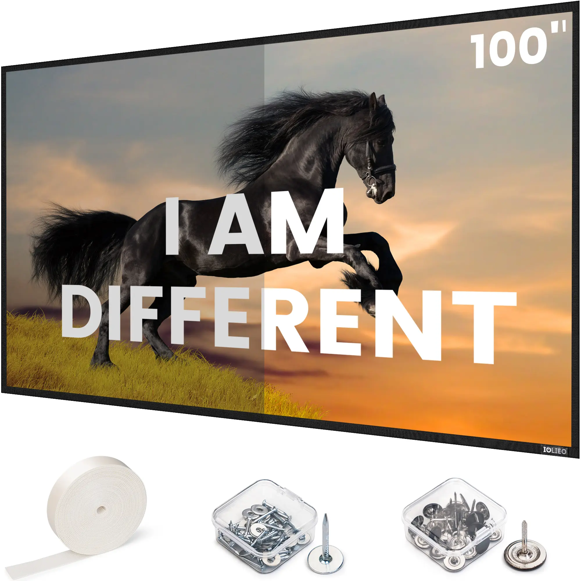 ALR Projector Screen for Standard Throw- Wall Mounted - High Contrast 70% Gray/30% White ALR High Brightness 2.7X Gain - 16:9 Gray Screen /White Screen- by IOLIEO
