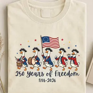 Patriotic Goose Parade Shirt, 250 Years Freedom Tee, American History Shirt #Birthday #America250 #gift #tshirt #vintage
