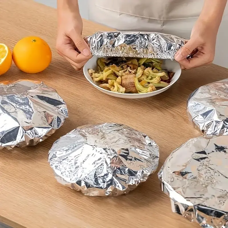 Food Grade Reusable Aluminum Foil Insulation Cover - Table Insulation Cover, Aluminum Foil Cover, Kitchen Fresh-Keeping And Insulation Film Insulation Cover, Suitable for Bowls, Plates, Tableware - Keeps Food Warm, Fresh