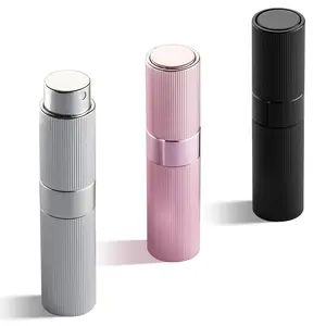 Perfume Travel Refillable Bottle - Atomizer Cologne Spray for Men Portable - Mini Sprayer Empty for Refill - Small Size 8ML Striped (Black, , )