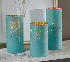 Set of 3 Illuminated Starry Night Hurricanes by Valerie