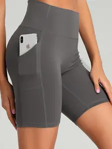 Five-Quarter Sports Pocket Tight Fitness High-Waist Butt Lifting Cycling Yoga Shorts, Comfortable and Stylish Activewear for Women