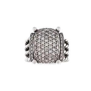 Pre-owned David Yurman Wheaton Ring Sterling Silver and Diamonds 16mm by Rebag