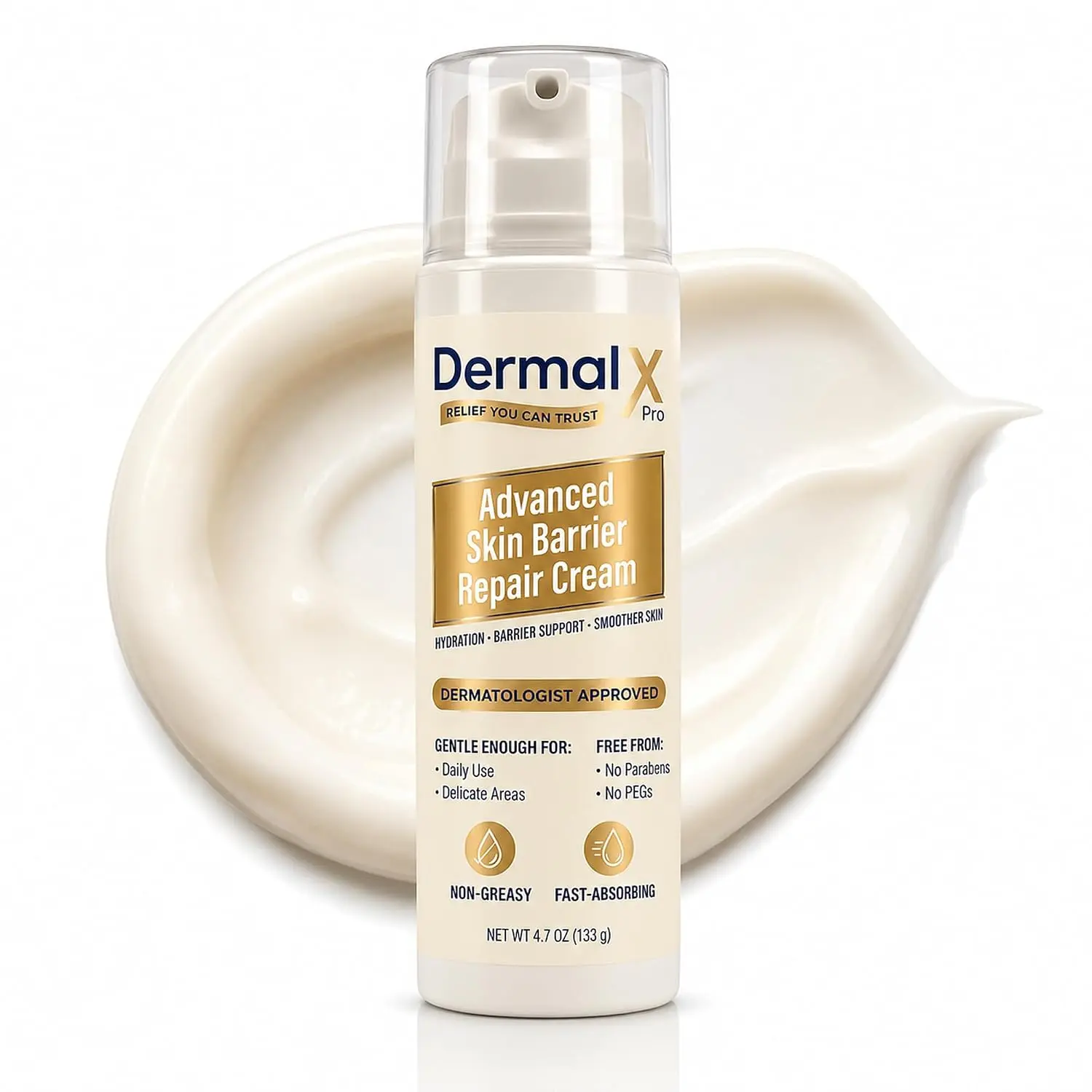 DermalX Pro Peptide Moisturizer with Palmitoyl Tripeptide-8, Colloidal Oatmeal, Squalane & Panthenol | Fast-Absorbing Moisture Barrier Support Cream for Dry, Sensitive Skin | 4.7 oz