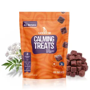 Goodtail Calming Treats for Dogs & Cats - 65 All-Natural Baked Treats W/ 100mg Valerian Root for Stress Relief & Digestion Support - Sweet Potato, Flaxseed, Olive Oil, Ginger, Valerian Root - Mess-Free, Dry-Touch Formula - USA Made