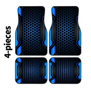 4-Piece Blue Design Car Mats Set, Truck Floor Mats, Non-Slip Front & Rear Mats, Universal Fit for Suvs, Sedans, Trucks, Comfortable & Protective