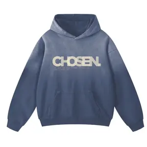 Chosen Christian Hoodie - Unisex Blue Long Sleeve Casual Hoodie with "CHOSEN" Lettering, Oversized fit
