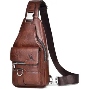 2025 new fashion trend brown PU leather bag, men's and women's shoulder bags, large capacity multi compartment crossbody bags, daily commuting high-end chest bags, casual lightweight waist bags, the best choice for hiking, cycling, fishing, camping, holid