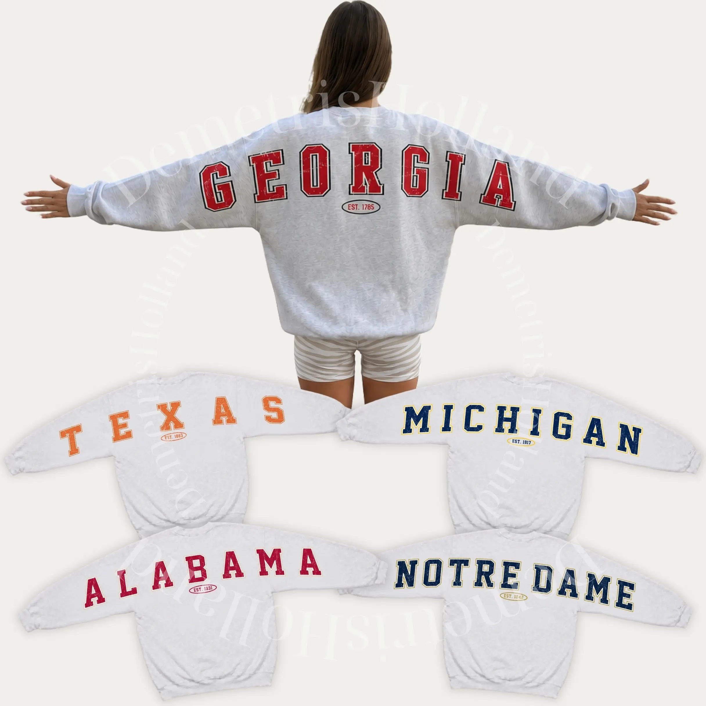 Vintage 90s All Team Football Shoulder Back Printing Crewneck Sweatshirt, Game Day Sweatshirt, Striped Varsity Block Letter Football Graphic Sweatshirt, Sunday Football Cewneck, College Football Shirt, Fall Sport Season Shirt