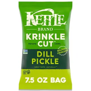 Kettle Brand Potato Chips Krinkle Cut Dill Pickle 7.5 Oz