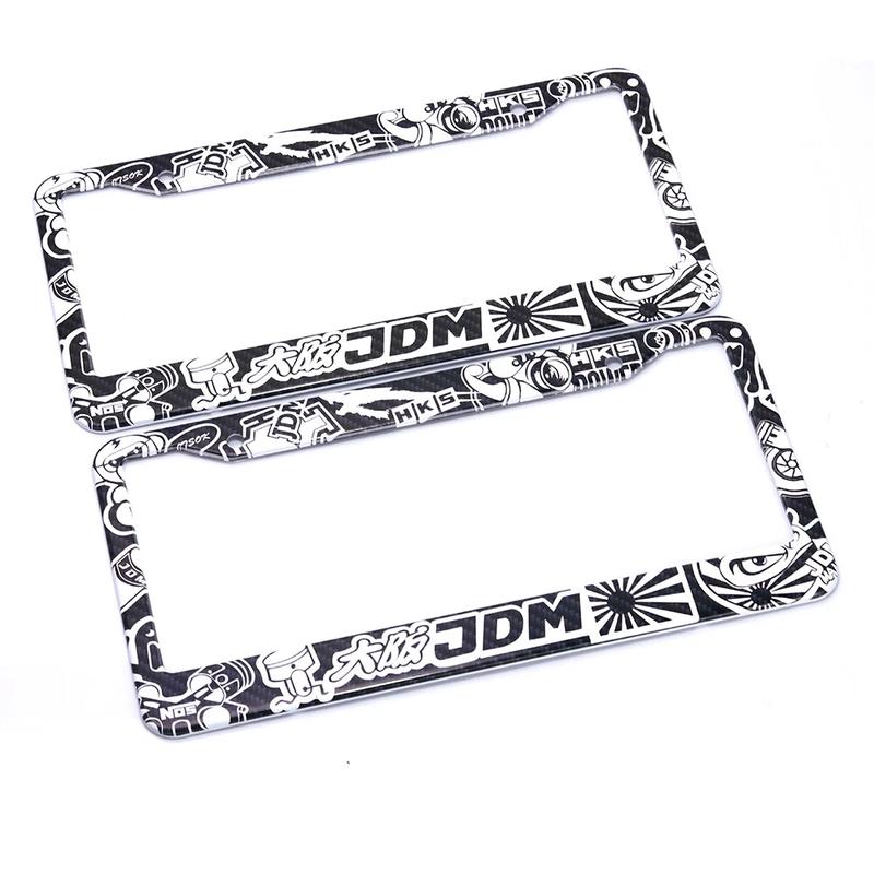 X2 JDM Graffiti USA Standard License Plate Frame Tag Cover Holder black&white