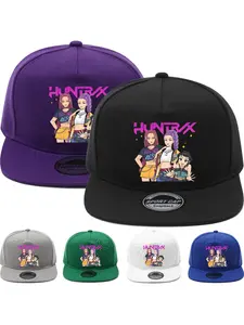 Fashionable Kpop cartoon retro printed breathable flat-brim baseball cap for men and women, hip-hop style board cap Snapback Hat