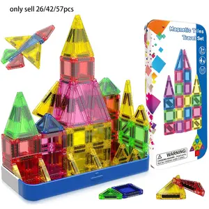 Mini Magnetic Building Blocks, 26/42/57pcs Magnetic Puzzle Set, Magnetic Building Tiles, Travel Kit with Storage Box, Bright Colors, Fun Design, Birthday Gift for Kids, Magnetic Building Cubes