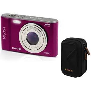 Minolta MND20 44 MP 2.7K Ultra HD Digital Camera (Magenta) With Slinger Camera case
